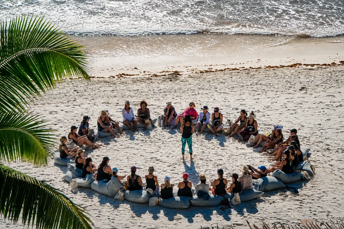 Retreat circle on the beach